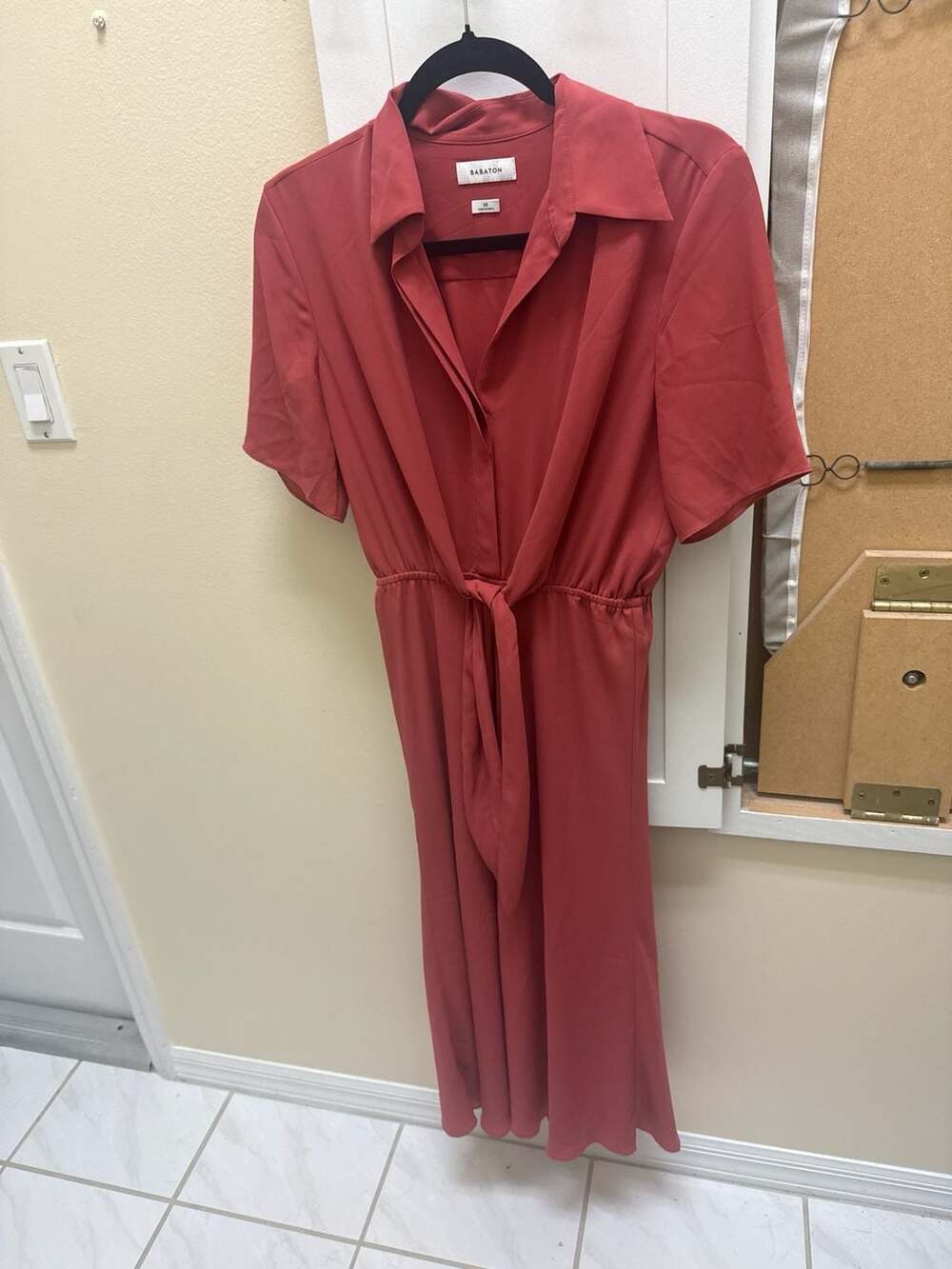 Babaton by Aritzia Murphy Tie-Front Midi Shirt Dress in Rose